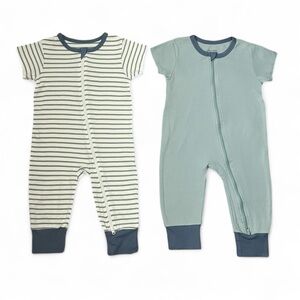 Teach Leanbh Green Baby Boys (2) Zipper Pajamas Sleep and Play – 18-24 Months